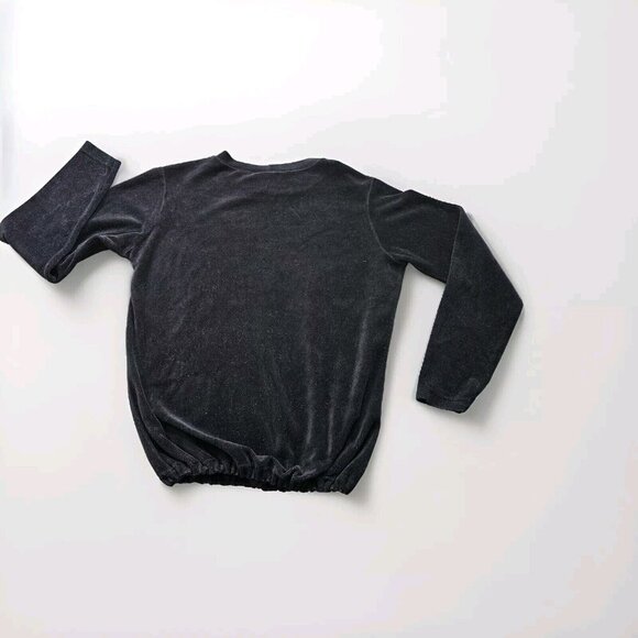 Bay Street Clothing Co. Top M Womens Black LS Round Neck Velvet Goth Y2K Vintage - Picture 2 of 12